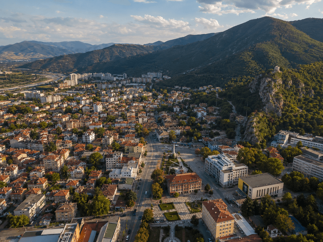Aerial view of Asenovgrad, Bulgaria